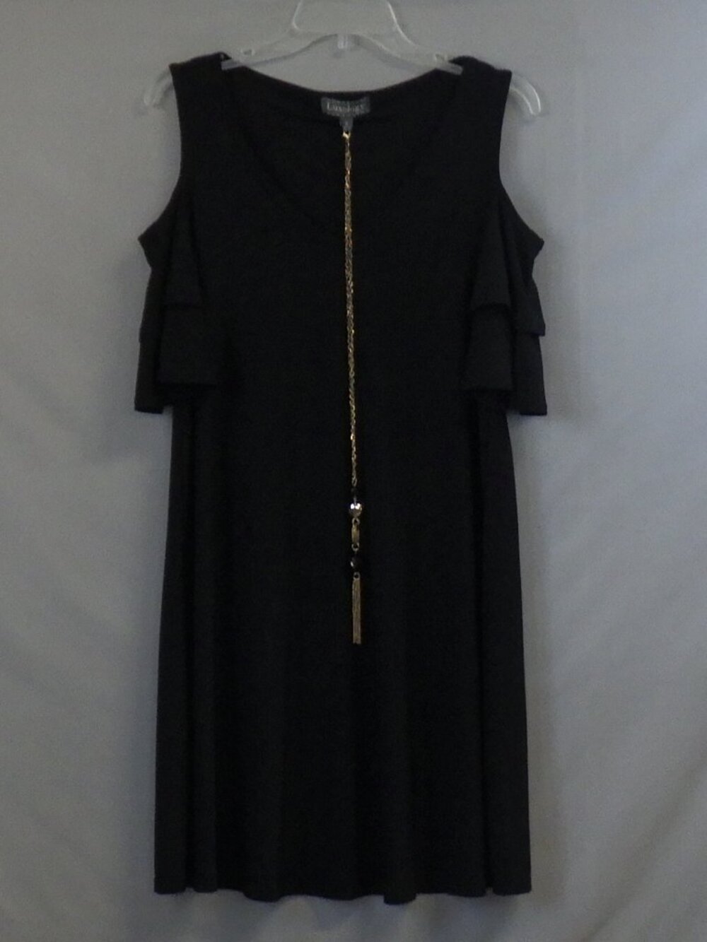 Luxology Black Cold Shoulder Short Sleeve Dress A626